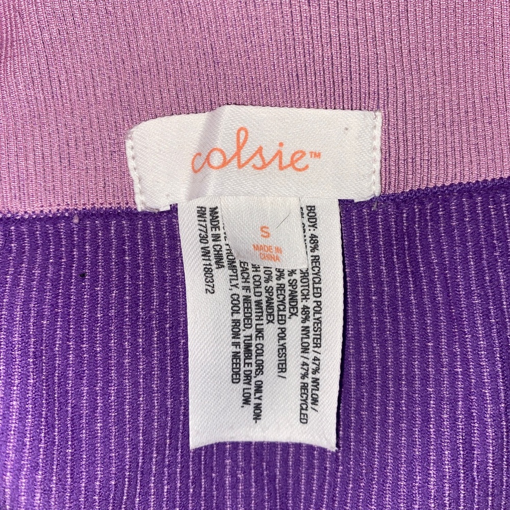 purple ribbed yoga shorts